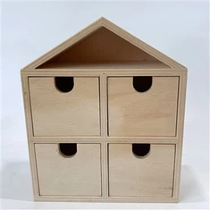 Tréhús - mótað fjögur - skúffuskápur