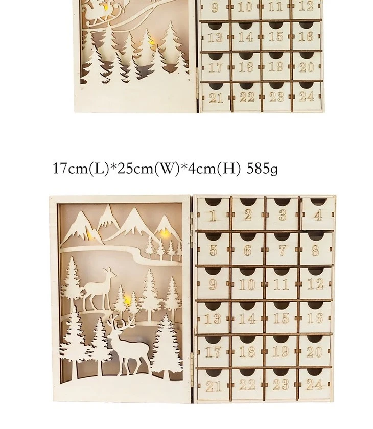 Wooden Christmas Advent Calendar Decoration